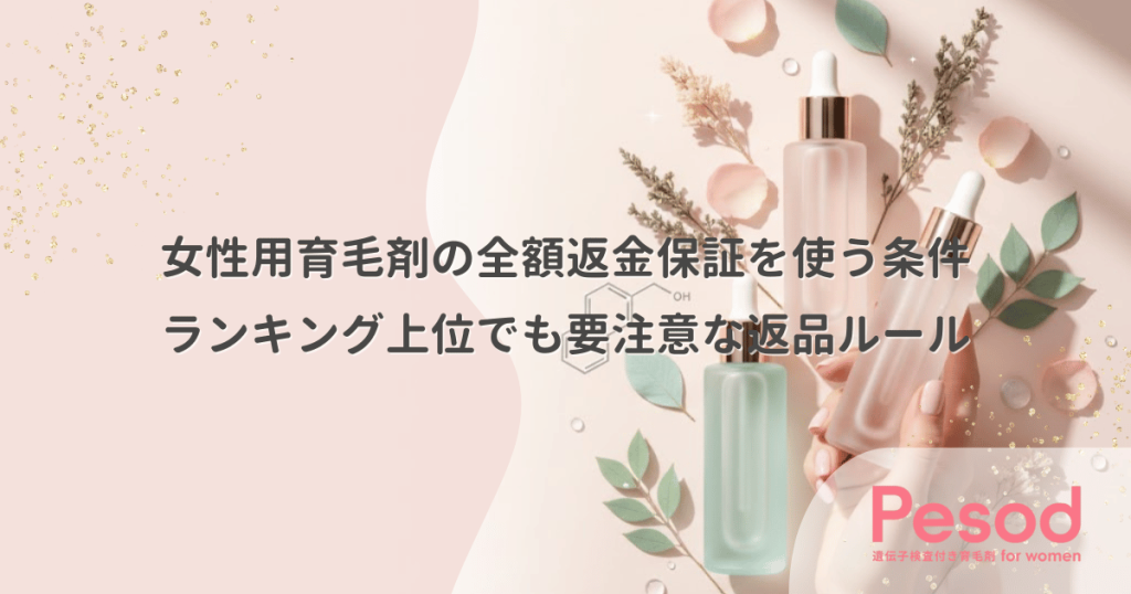 女性用育毛剤の全額返金保証を使う条件｜ランキング上位でも要注意な返品ルール